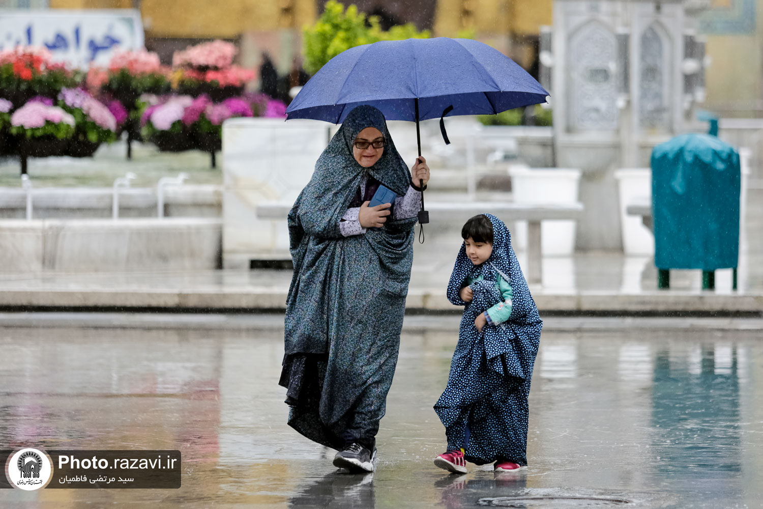 عکس با کیفیت : باران در حرم امام مهربانی ها