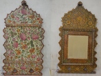  مرمت قاب آیینه چوبی دوره قاجار با تزئینات لایه چینی