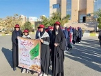بدرقه دانش آموزان دختر منطقه ۵ پایتخت تا مناطق جنگی با پرچم رضوی